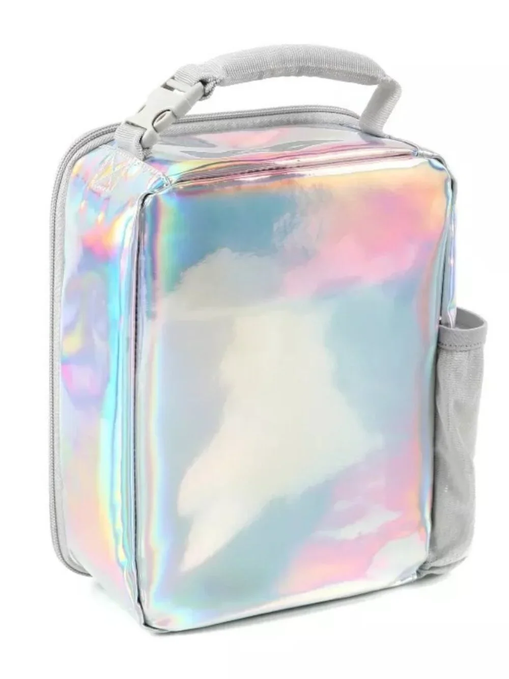 Fulton Bag Co Insulated Lunch Bag Holographic Silver Hard Liner Divider